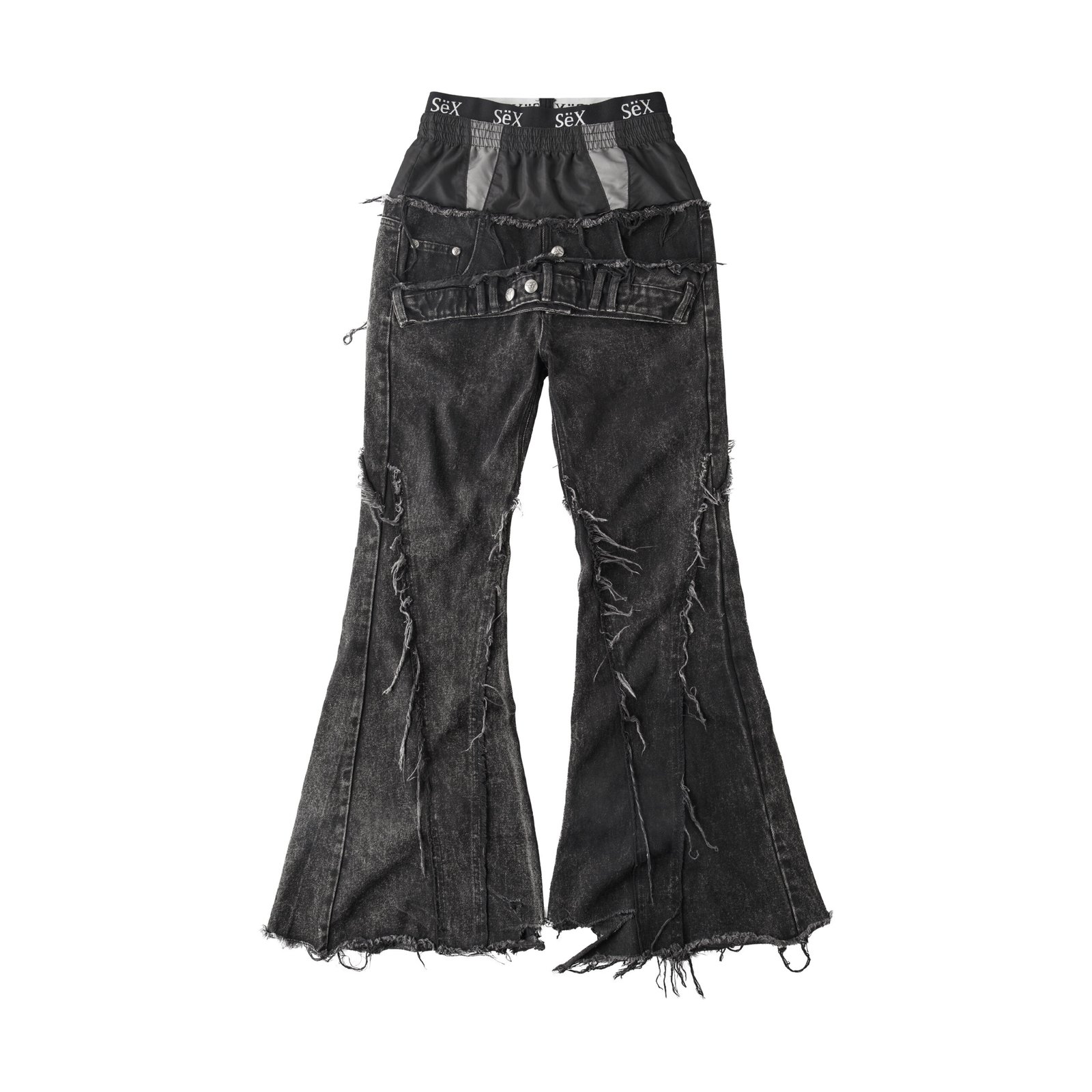 COZY25 TRIPPLE LAYER WAXED FLARED JEANS