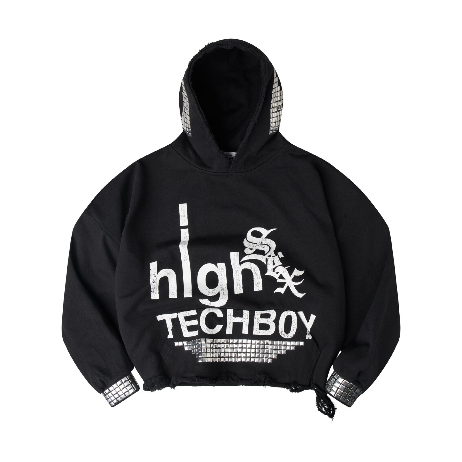 "TECH B0Y" STUDDED HOODIE
