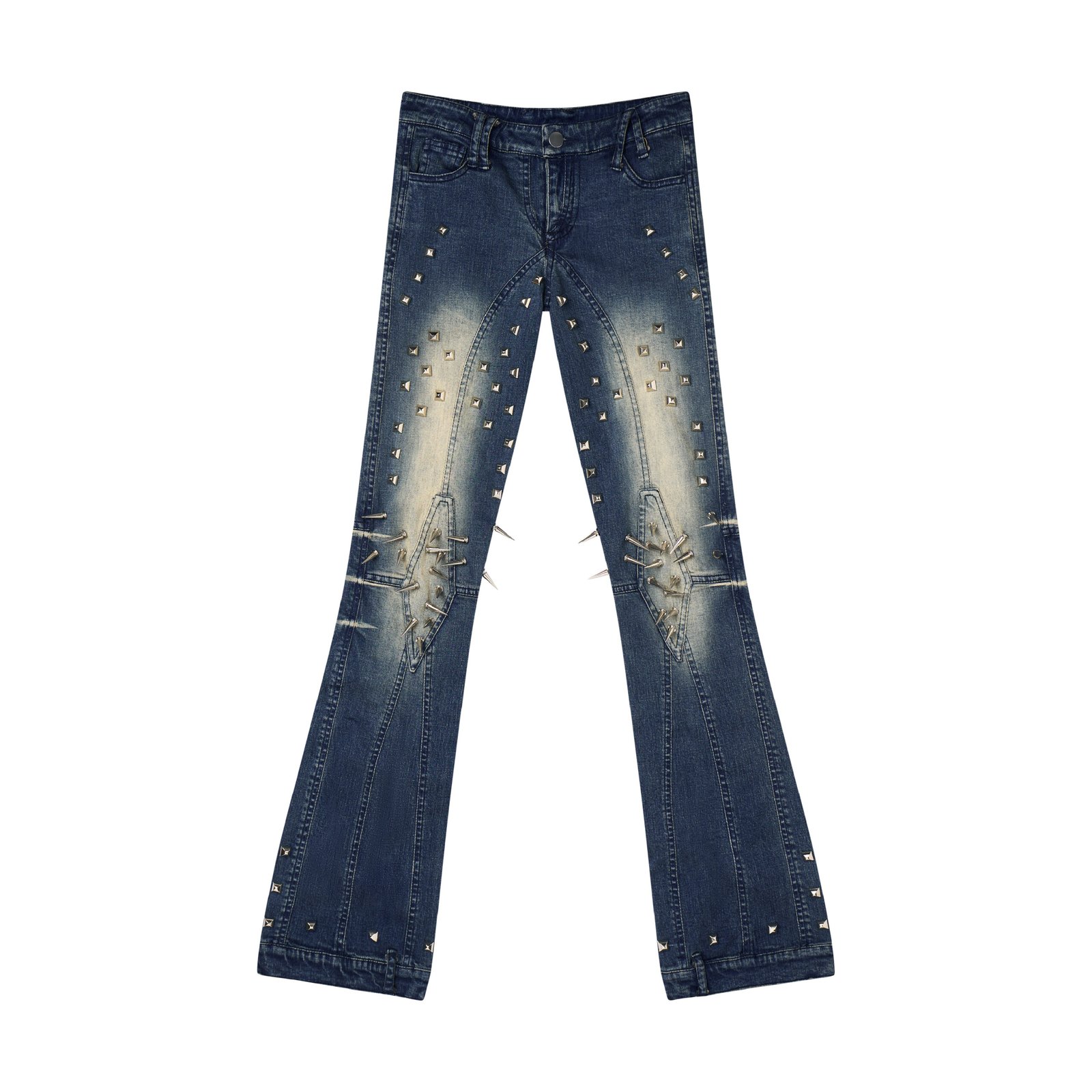 Low Waist Spike-Studded Retro Skinny Jeans
