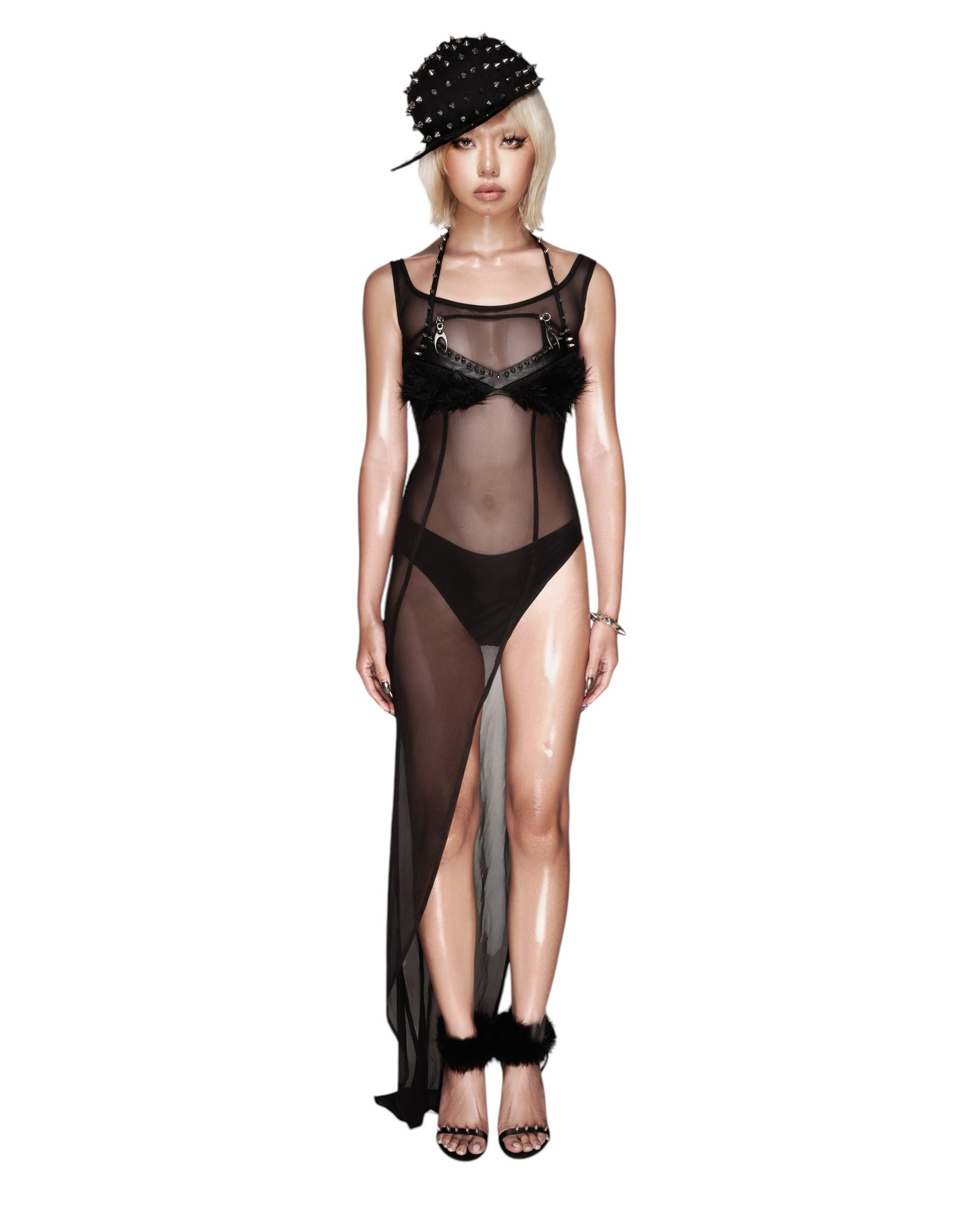 Black Sheer Asymmetric Gown